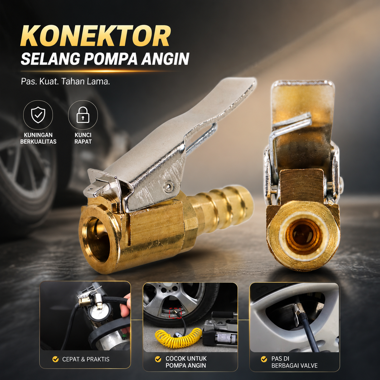 Taffware Adapter Hose Konektor Selang Pompa Angin Ban Ordinary - DK02 Gambar produk Taffware Adapter Hose Konektor Selang Pompa Angin Ban Ordinary - DK02 - Utama