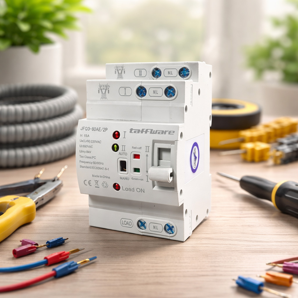 Gambar produk Taffware DIN Rail Power Supply Automatic Control Transfer Switch 63A 2P - JFQ3-80AE - 2