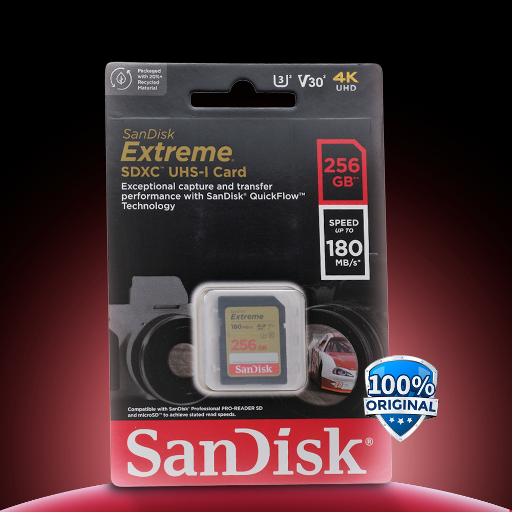 Gambar produk SanDisk Extreme SDXC UHS-I Card V30 U3 Class 256GB-SDSDXVV-256G - SDSDXV - Utama