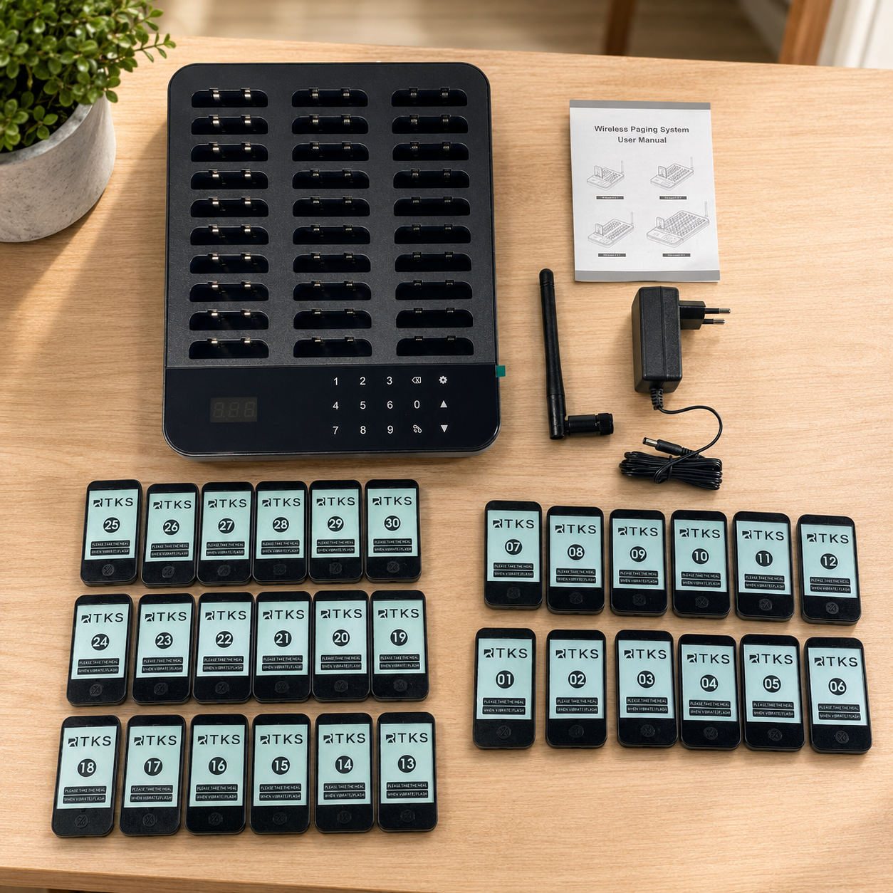 RTKS Wireless Calling System Restaurant Mesin Antrian 30 Pager - QC300 Gambar produk RTKS Wireless Calling System Restaurant Mesin Antrian 30 Pager - QC300 - 7