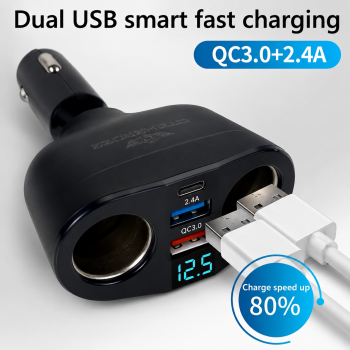 Gambar produk OTOHEROES Car Charger Mobil QC 3.0 LED Type C USB Cigarette 2.4A 22.5W - M7 - 2