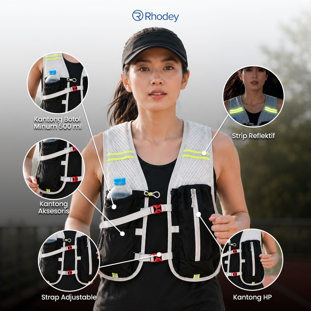 Rhodey Running Vest Hydrovest Hydration Breathable Rompi Lari Outdoor - WP500 Gambar produk Rhodey Running Vest Hydrovest Hydration Breathable Rompi Lari Outdoor - WP500 - 1