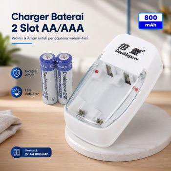 Doublepow Charger Baterai Rechargeable 2 Slot AA AAA with AA 2 PCS - DP-B01 800