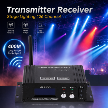 Shineslay Transmitter Receiver Stage Lighting Adjustable 126 Channel - DMX512