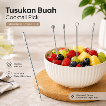 JUWI Tusukan Buah Cocktail Pick Garnish Decoration Stainless Steel 304 - J-105