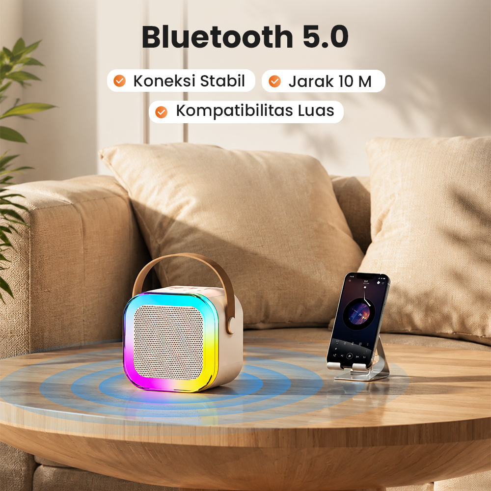 Gambar produk MEODY Speaker Bluetooth Karaoke Portable with 2 Microphone 800mAh 5W - K12 - 3