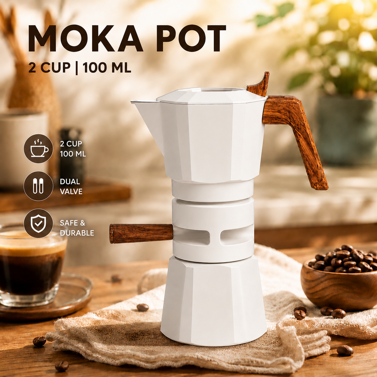One Two Cups Moka Pot Teko Kopi Espresso Coffee Maker 2 Cup 100ml - L35 Gambar produk One Two Cups Moka Pot Teko Kopi Espresso Coffee Maker 2 Cup 100ml - L35 - Utama