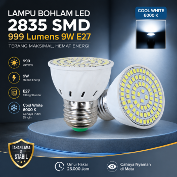 WENNI Lampu Bohlam LED Spotlight 2835 SMD 999 Lumens 180 Degree 9W