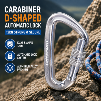 TaffSPORT Carabiner Panjat Tebing D Shaped Automatic Lock 12kN - Y20