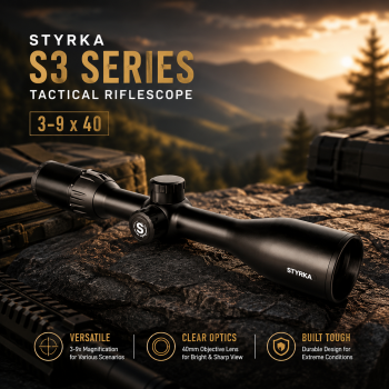 STYRKA S3 Series Rifle Tactical Scope Hunting Magnification 3-9x40 - Black