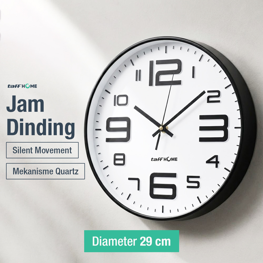 Gambar produk TaffHOME Jam Dinding Bulat Quartz Creative Design Modern 29cm - H6588 - Utama
