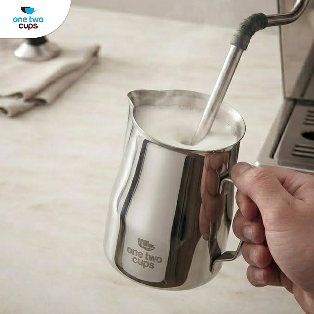 One Two Cups Milk Jug Pitcher Susu Latte Art Espresso Stainless Steel 350ml - AA050 Gambar produk One Two Cups Milk Jug Pitcher Susu Latte Art Espresso Stainless Steel 350ml - AA050 - 5
