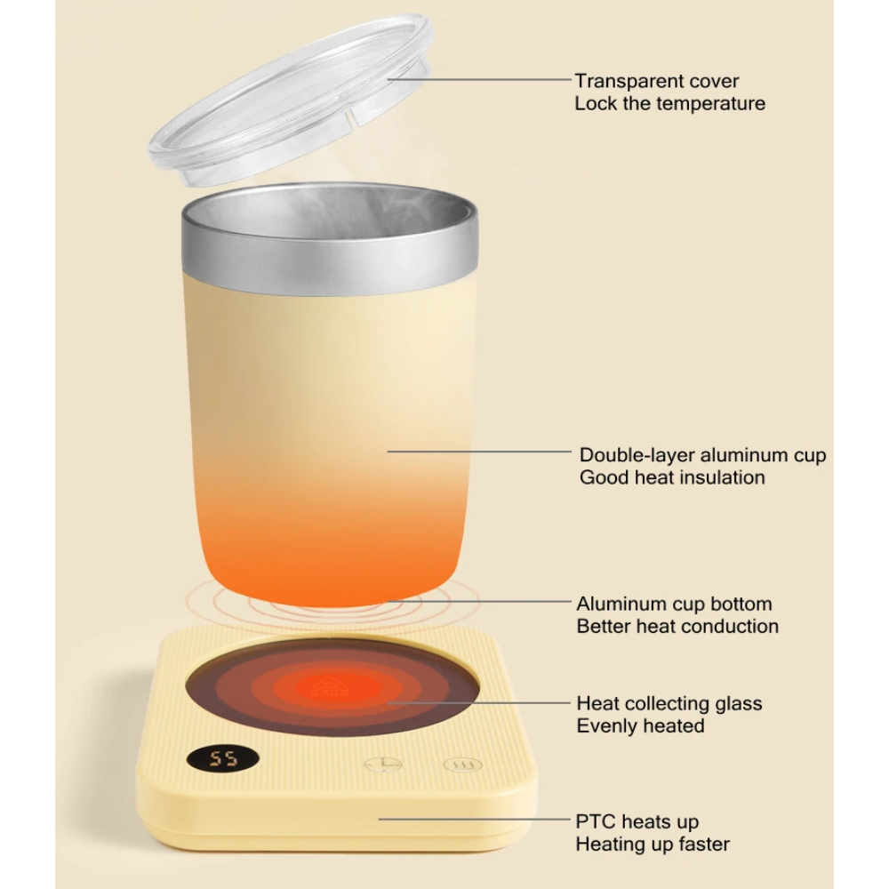 Donirt Tatakan Pemanas Gelas Warmer Heating Pad Coaster with Cup - WJ-NB20 Gambar produk Donirt Tatakan Pemanas Gelas Warmer Heating Pad Coaster with Cup - WJ-NB20 - 2