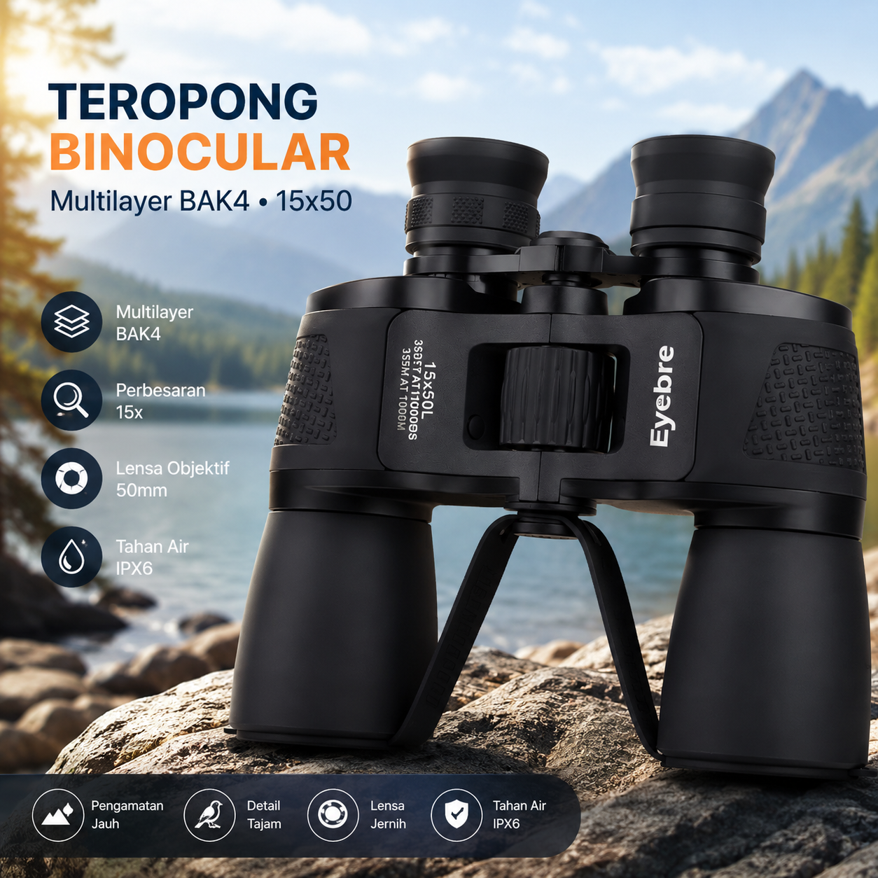 Eyebre Teropong Binocular Telescope Outdoor Multilayer BAK4 15X50 IPX6 - PZ1350-28 Gambar produk Eyebre Teropong Binocular Telescope Outdoor Multilayer BAK4 15X50 IPX6 - PZ1350-28 - Utama