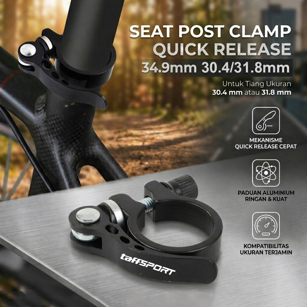TaffSPORT Kunci Sadel Sepeda Quick Release Seat Post Clamp 34.9mm - RC-237 Gambar produk TaffSPORT Kunci Sadel Sepeda Quick Release Seat Post Clamp 34.9mm - RC-237 - Utama