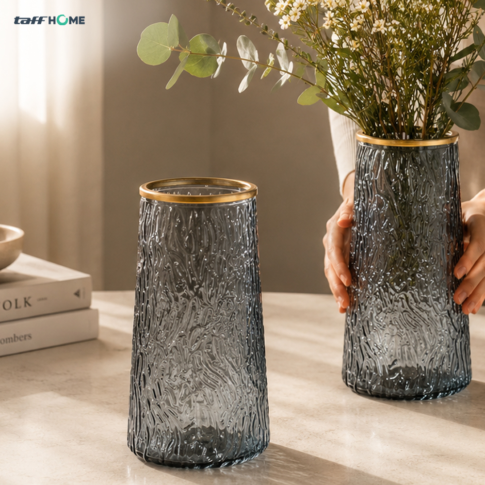 Gambar produk TaffHOME Vas Bunga Dekorasi Interior Ruang Tamu Motif Kulit Kayu - YF963 - 1