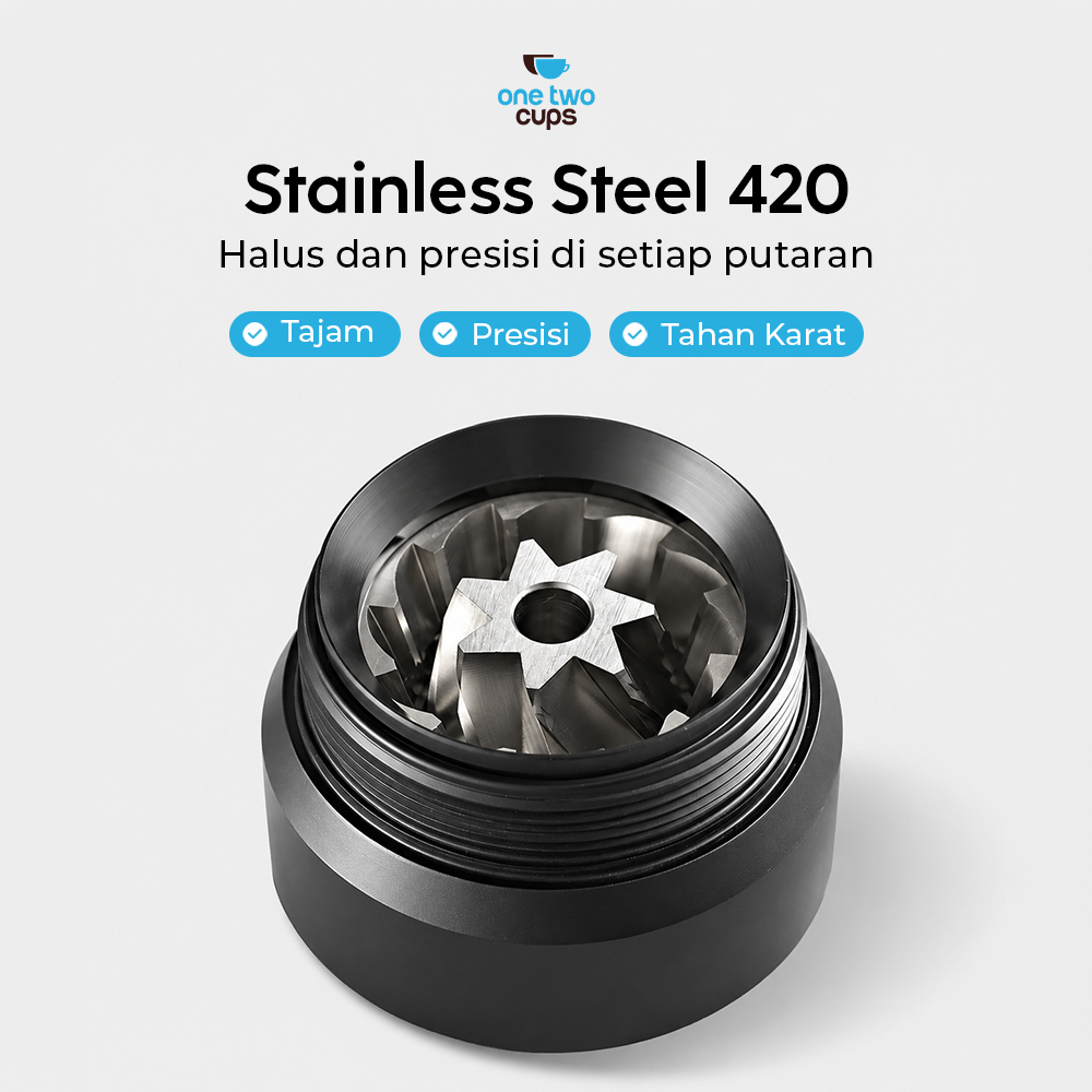 Gambar produk One Two Cups Alat Penggiling Kopi Manual Grinder Stainless Core 72Gear - R50 - 1