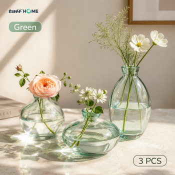 Gambar produk TaffHOME Vas Bunga Botol Kaca Estetik Multifungsi Flower Vase 3 PCS - HN173