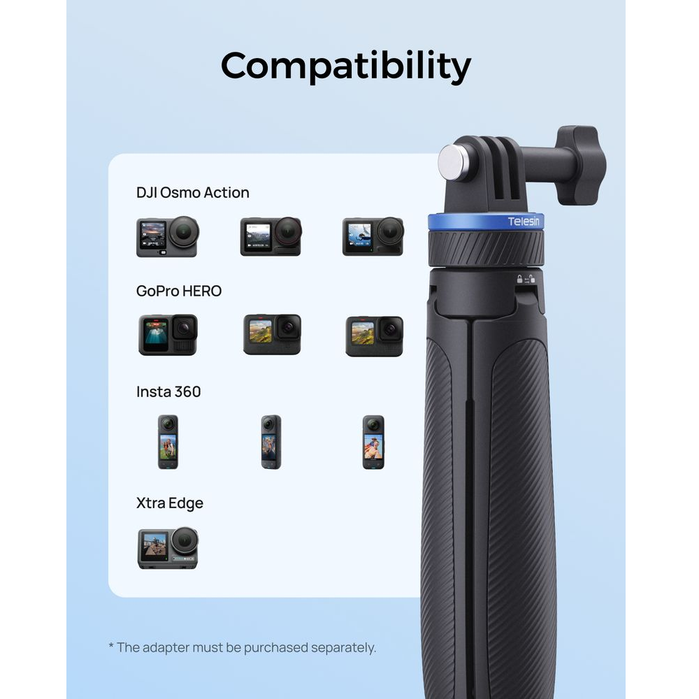 Gambar produk TELESIN Tripod Mini Kamera Aksi Tongsis Monopod Three Prong 65cm - S1-TSS-08 - 6