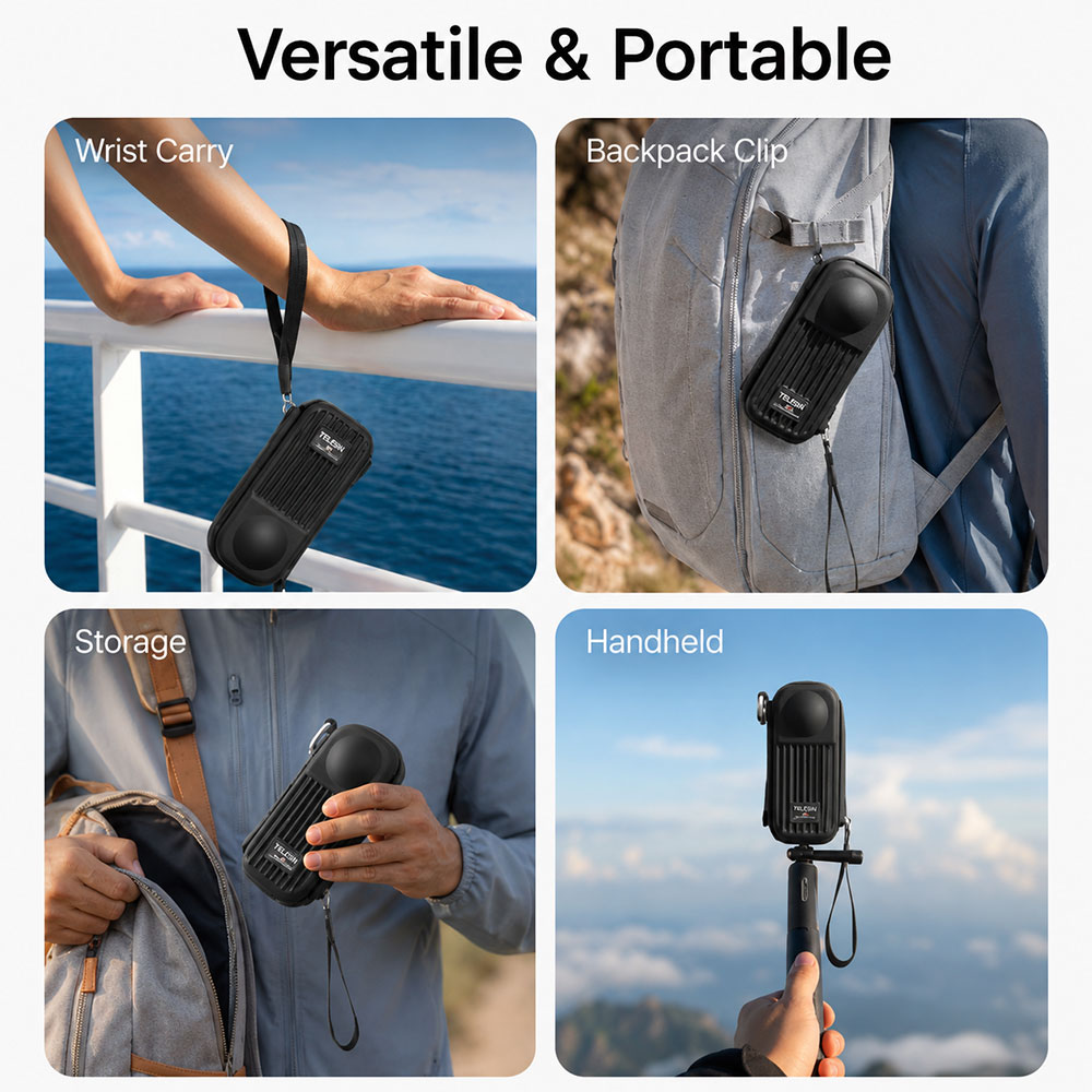 TELESIN Tas Kamera Aksi Portable Carrying Case for Insta360 X5/X4 /Air - S6-PRC-30BK-TIS Gambar produk TELESIN Tas Kamera Aksi Portable Carrying Case for Insta360 X5/X4 /Air - S6-PRC-30BK-TIS - 6