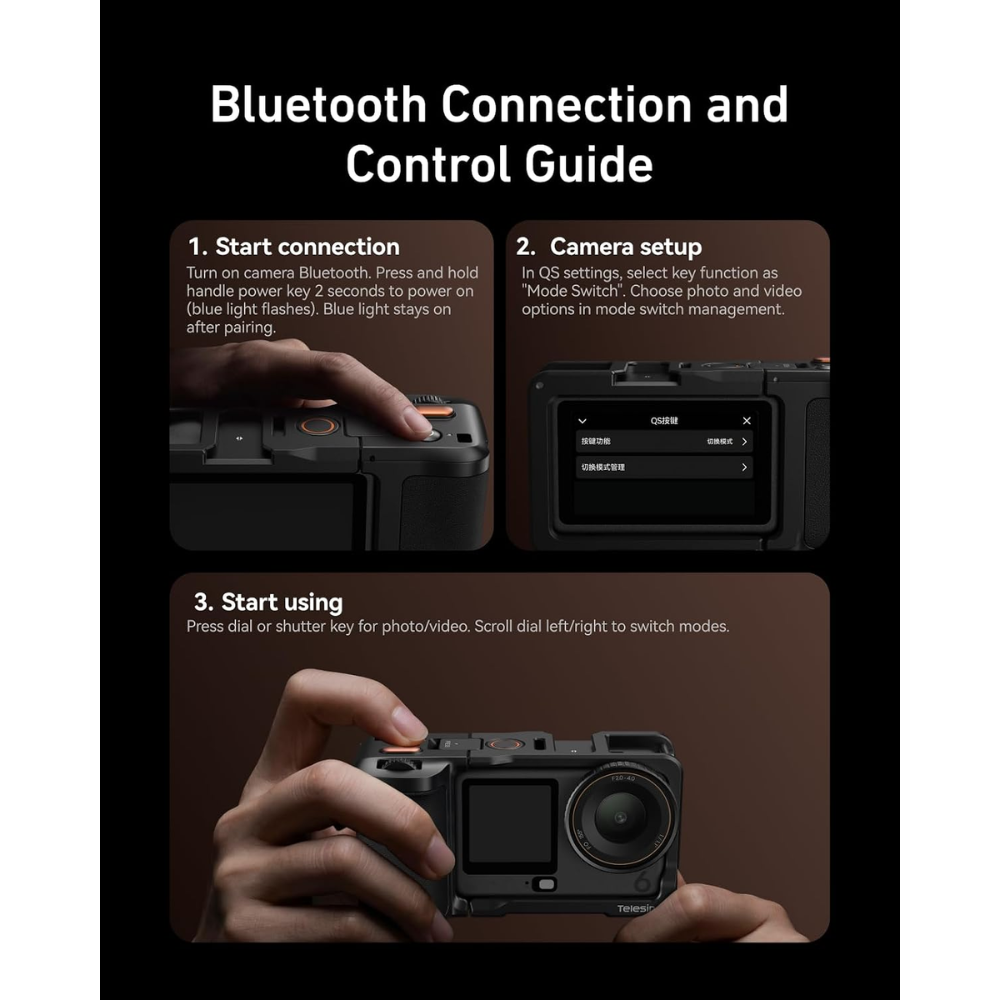 TELESIN Handle Grip Action Camera DJI Osmo Action 6 Street Photography - S6-FMS-39-TDJ Gambar produk TELESIN Handle Grip Action Camera DJI Osmo Action 6 Street Photography - S6-FMS-39-TDJ - 4
