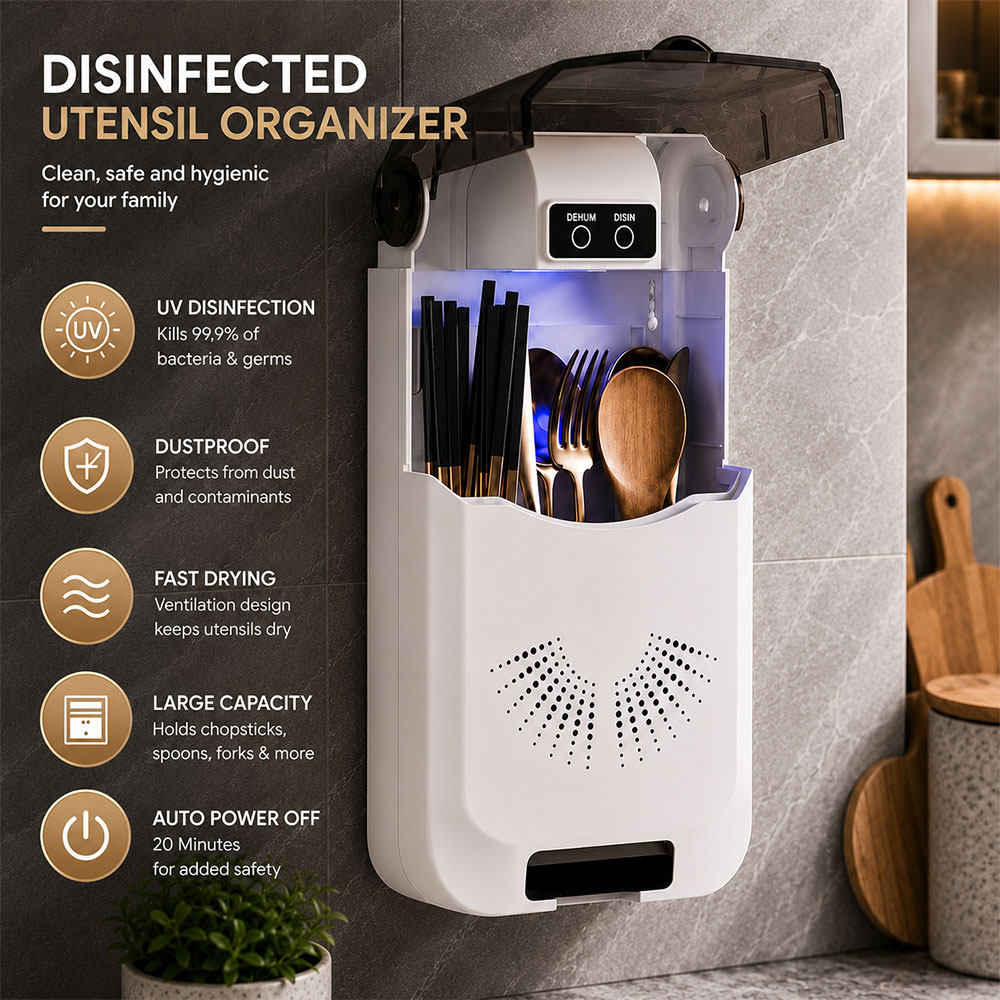 AOK Tempat Alat Makan Disinfected Organizer Holder Wall Mounted - AK50 Gambar produk AOK Tempat Alat Makan Disinfected Organizer Holder Wall Mounted - AK50 - Utama
