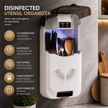 AOK Tempat Alat Makan Disinfected Organizer Holder Wall Mounted - AK50