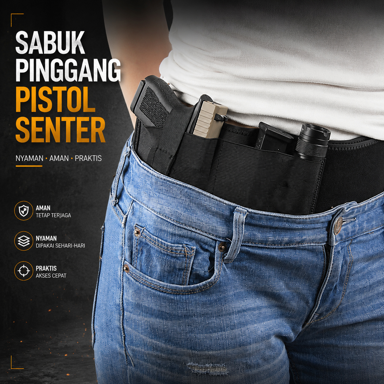 SZQ Sabuk Pinggang Pistol Senter Military Portable Hidden Gun Holster - S1 Gambar produk SZQ Sabuk Pinggang Pistol Senter Military Portable Hidden Gun Holster - S1 - Utama