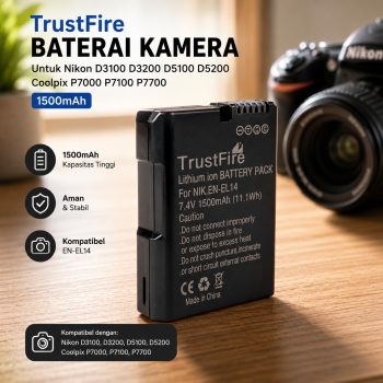 Gambar produk TrustFire Baterai Kamera Nikon D3100 D3200 D5100 Coolpix 1500mAh - EN-EL14(Replika 1:1)