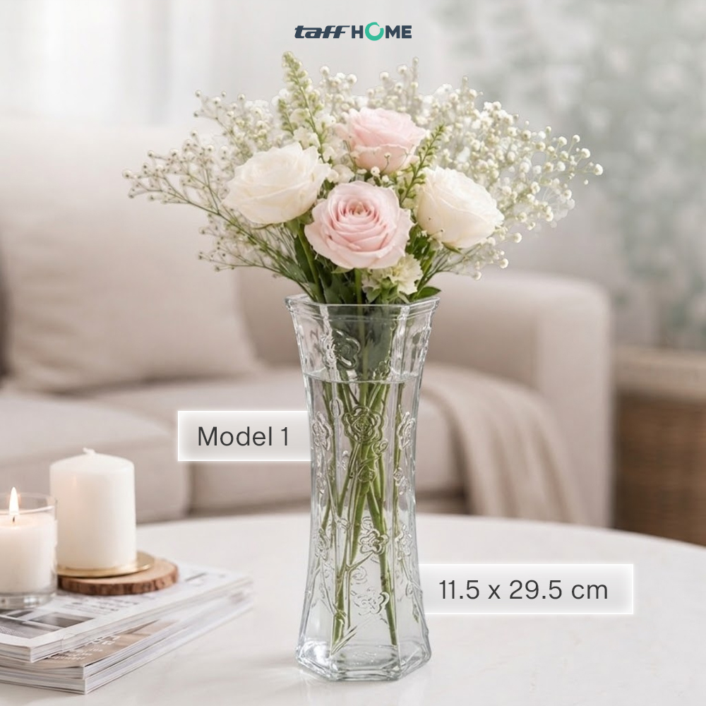 Gambar produk TaffHOME Vas Bunga Dekorasi Interior Ruang Tamu Motif Bambu Model 1 11.5x29.5cm - AR-3A - Utama