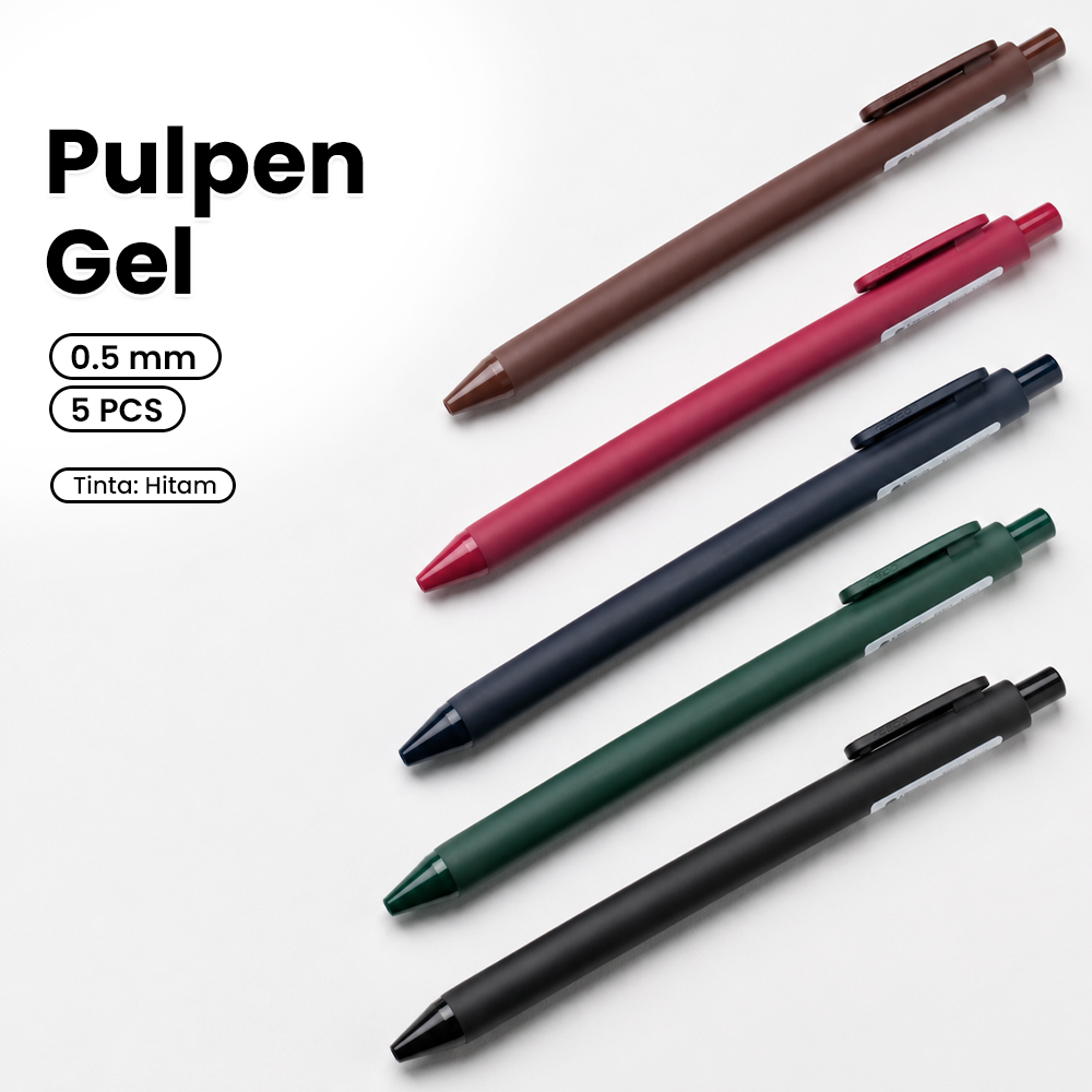Gambar produk Kaco PURE Vintage Gel Pen Pena Pulpen 0.5mm 5 PCS - K1015 (Colorful Ink) - Utama