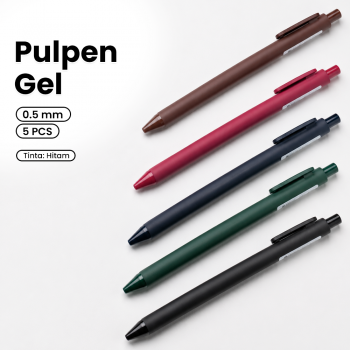 Kaco PURE Vintage Gel Pen Pena Pulpen 0.5mm 5 PCS - K1015 (Colorful Ink)