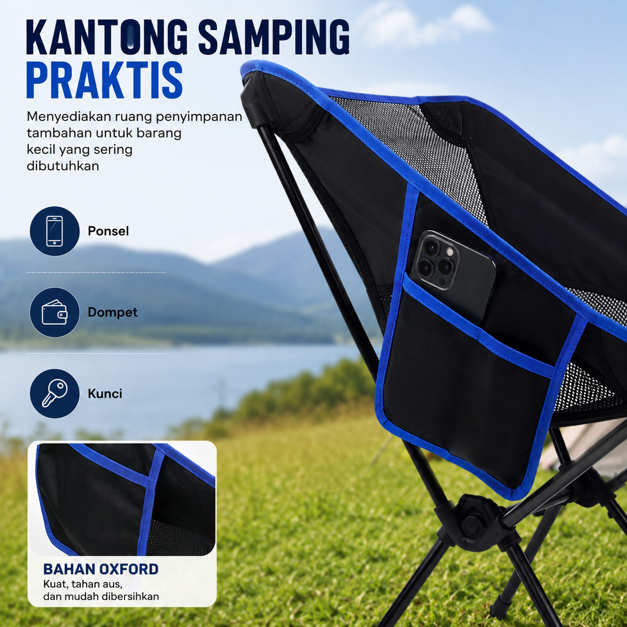 Gambar produk Sutek Kursi Lipat Outdoor Camping Portable Oxford Folding Chair - SF740 - 3