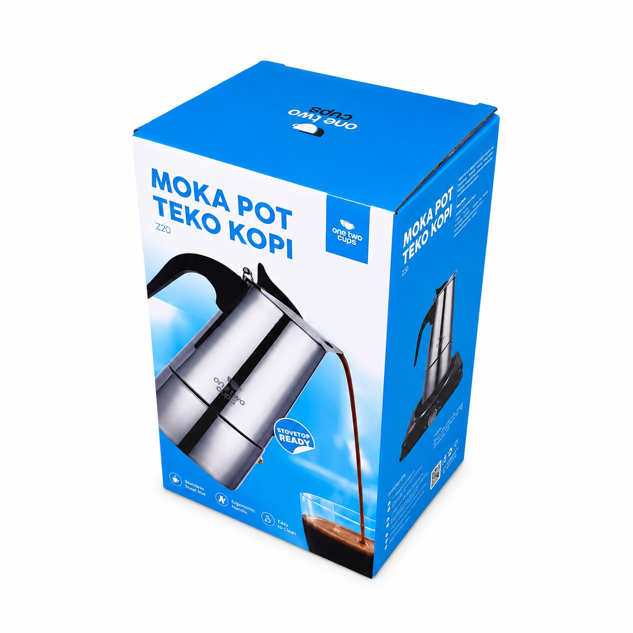 Gambar produk One Two Cups Moka Pot Teko Kopi Espresso Coffee Stovetop 6 Cup 300ml - Z20 - Kemasan