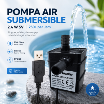 Gambar produk Taffware Pompa Air Mini USB Brushless Water Oil Pump Submersible 5V - QR30A