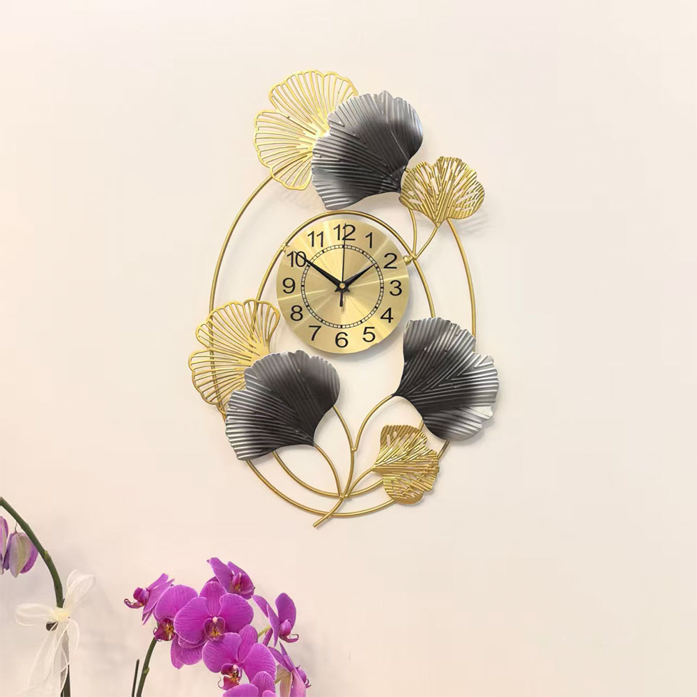 TaffHOME Jam Dinding Besi Elegan Ginkgo Leaf Quartz Movement 55cm - 25011 Gambar produk TaffHOME Jam Dinding Besi Elegan Ginkgo Leaf Quartz Movement 55cm - 25011 - 3