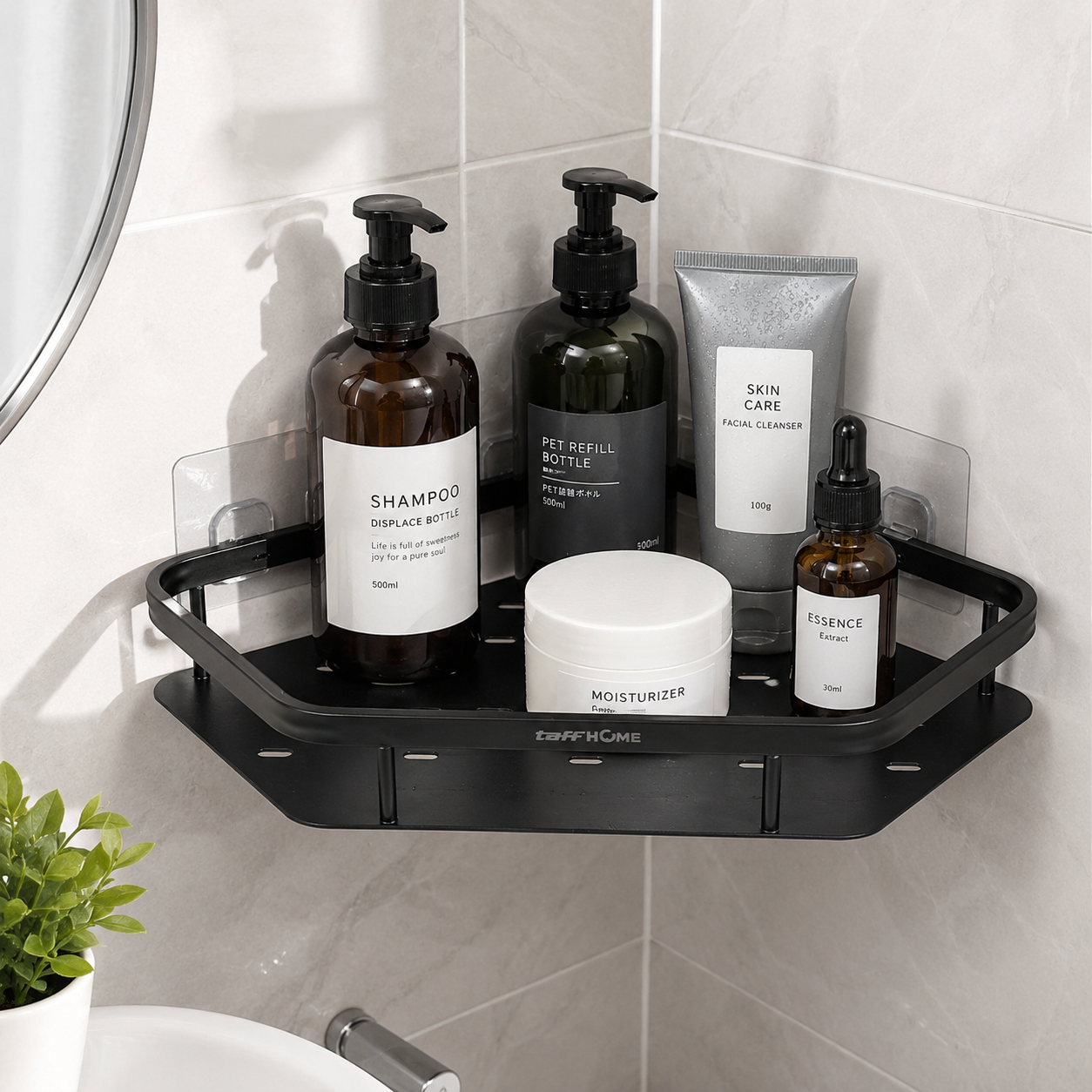TaffHOME Rak Gantung Kamar Mandi Bathroom Organizer Single Layer - ET33 Gambar produk TaffHOME Rak Gantung Kamar Mandi Bathroom Organizer Single Layer - ET33 - 3
