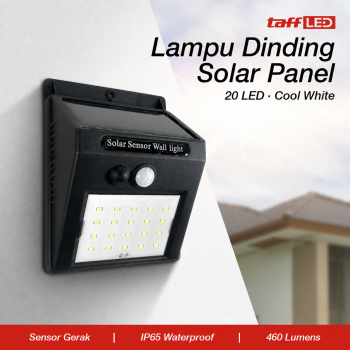 TaffLED Lampu Dinding Solar Sensor Gerak Waterproof 20 LED Cool White - L20