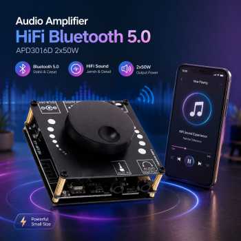 Sinilink Audio Amplifier HiFi Bluetooth 5.0 APD3016D 2x50W - XY-AP15H