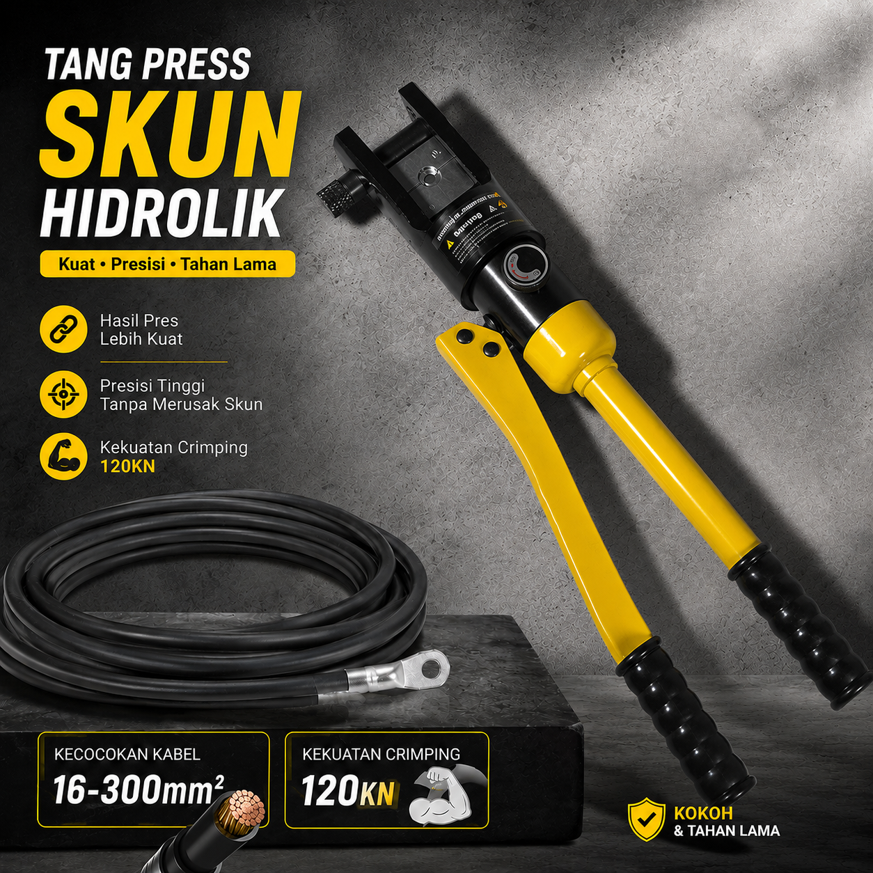 Taffware Tang Press Skun Hidrolik Crimping Pliers Tool - YQK-300 Gambar produk Taffware Tang Press Skun Hidrolik Crimping Pliers Tool - YQK-300 - Utama