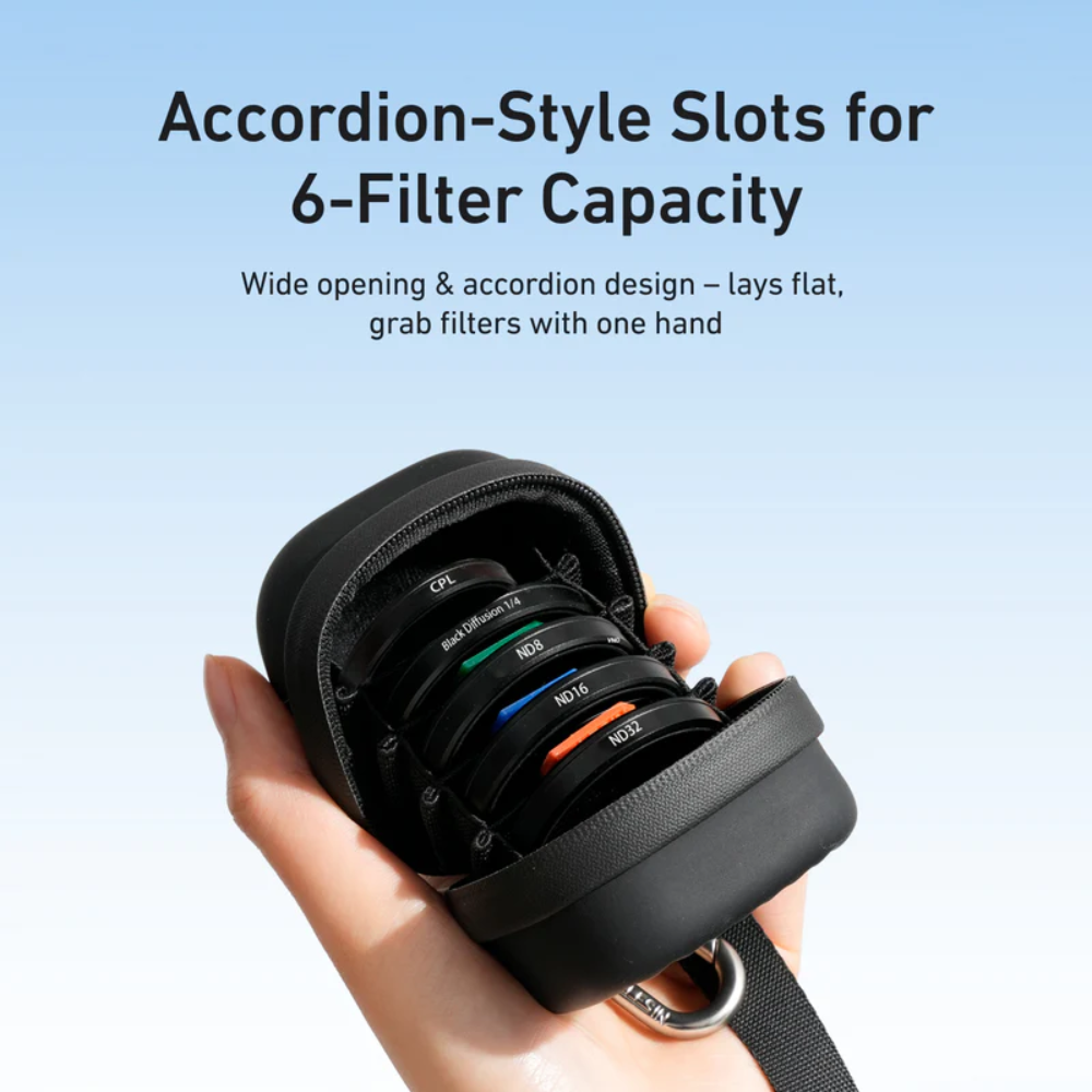 Gambar produk TELESIN Lens Filter Storage Case Action Camera Hard Shell 6 Slot - S6-PRC-29BK - Utama
