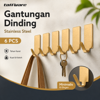 Taffware Gantungan Dinding Tempel Adhesive Stainless Steel 6 PCS - ST40