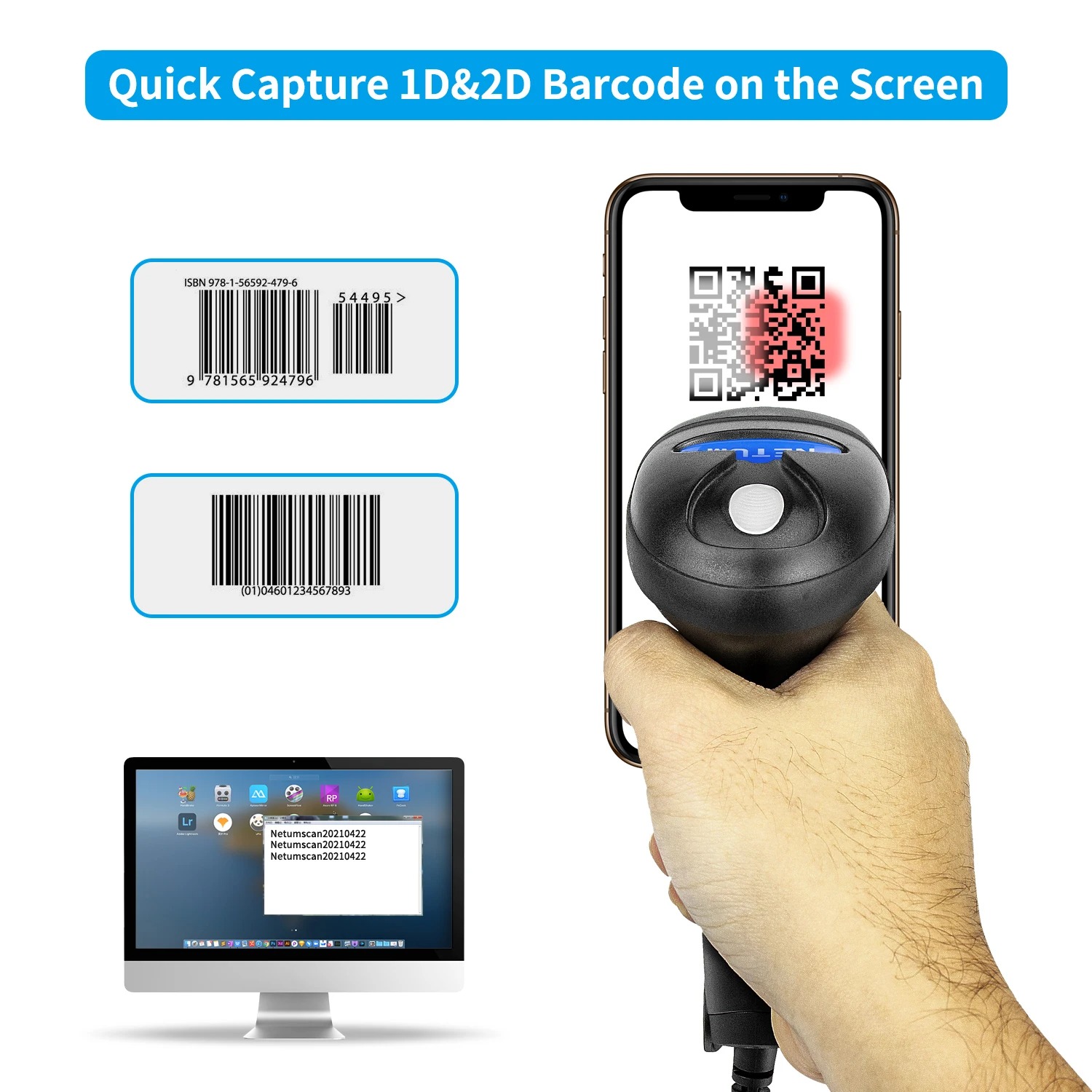 KEFFAR Barcode Scanner 2in1 Bluetooth USB Scanning Gun 1D 2D - L8BL Gambar produk KEFFAR Barcode Scanner 2in1 Bluetooth USB Scanning Gun 1D 2D - L8BL - 2