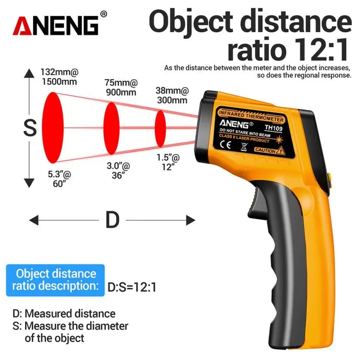 ANENG Termometer Industrial Digital Thermogun Infrared Backlight - TH109 Gambar produk ANENG Termometer Industrial Digital Thermogun Infrared Backlight - TH109 - 1