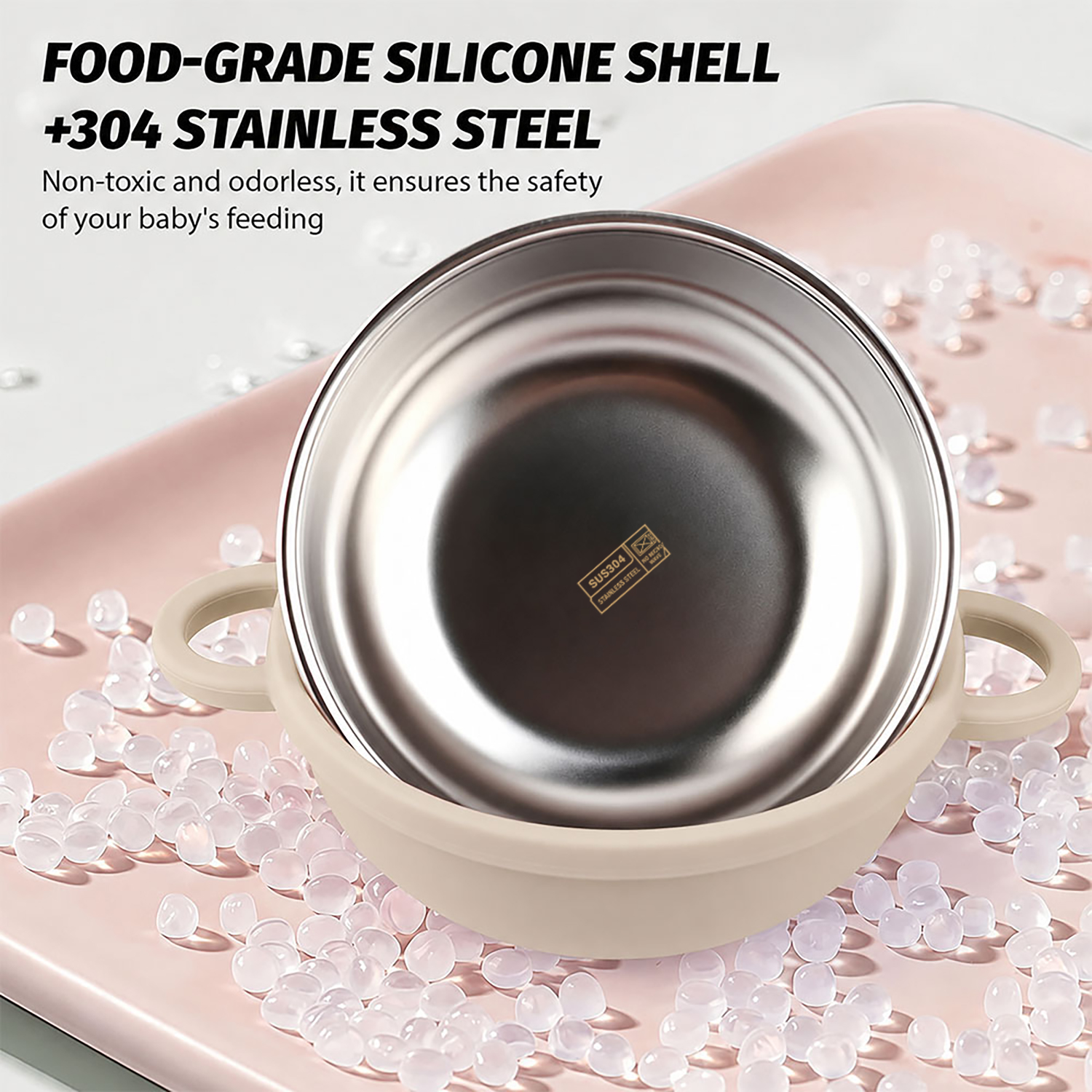 Yamobi Mangkok Bayi Mpasi Bowl Suction Cup Stainless Steel Silikon with Lid - SGEE5 Gambar produk Yamobi Mangkok Bayi Mpasi Bowl Suction Cup Stainless Steel Silikon with Lid - SGEE5 - 4