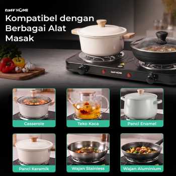 Gambar produk TaffHOME Kompor Listrik 2 Tungku Portable Coil Hot Plate 2000W - C2-2000-05 - 4