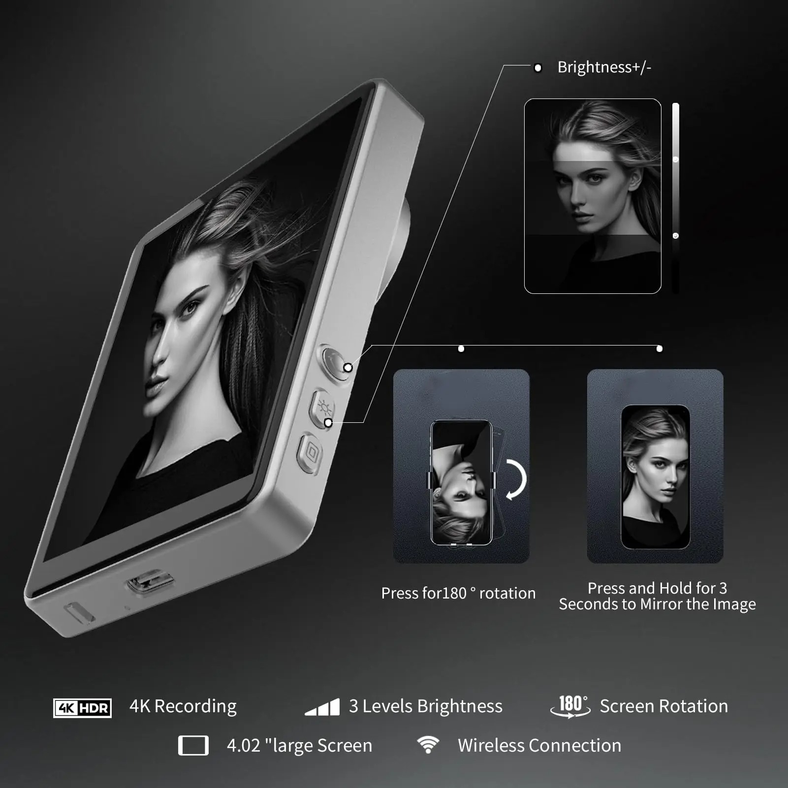 Gambar produk ILEPO Layar Selfie Screen Monitor Magnetic Magsafe Recorder 4.02 Inch - X5 - 6