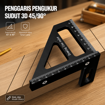 TOOHR Penggaris Pengukur Sudut Drawing Line Ruler 3D 45/90 Degree - TO1