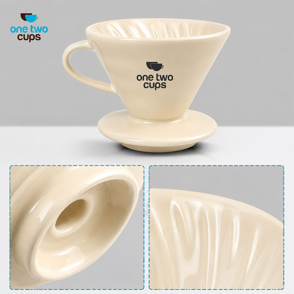 Gambar produk One Two Cups V60 Coffee Dripper Alat Seduh Kopi Manual Brew Keramik 1-4 Cups - ZM-639 - 1