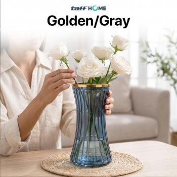 TaffHOME Vas Bunga Kaca Bening Estetik Vintage Glass Flower Vase - Y23